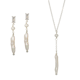 Avantgarde | Schmuckset mit Perlen und rechteckigen Kristallen