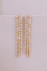 Masterpiece | Extravagante extra-lange Kristall-Ohrhänger mit Baguette-Schliff