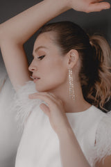 Masterpiece | Extravagante extra-lange Kristall-Ohrhänger mit Baguette-Schliff