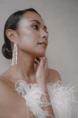 Masterpiece | Extravagante extra-lange Kristall-Ohrhänger mit Baguette-Schliff