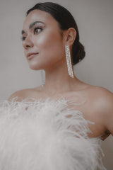 Masterpiece | Extravagante extra-lange Kristall-Ohrhänger mit Baguette-Schliff