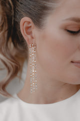 Masterpiece | Extravagante extra-lange Kristall-Ohrhänger mit Baguette-Schliff