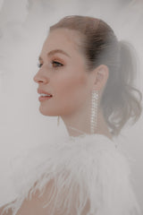 Masterpiece | Extravagante extra-lange Kristall-Ohrhänger mit Baguette-Schliff