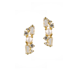 Muse | Modern stud earrings with freshwater pearls and baguette cut crystals