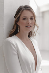 Celestial | Long Bridal Jewelry Pearl Earrings