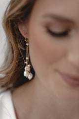 Celestial | Long Bridal Jewelry Pearl Earrings