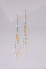 Celestial | Long Bridal Jewelry Pearl Earrings