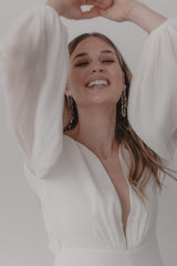 Amelie | Delicate Wedding Statement Pearl Earrings