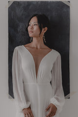 Eliza | modern half round statement pearl earrings