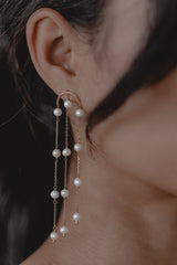 Eliza | modern half round statement pearl earrings