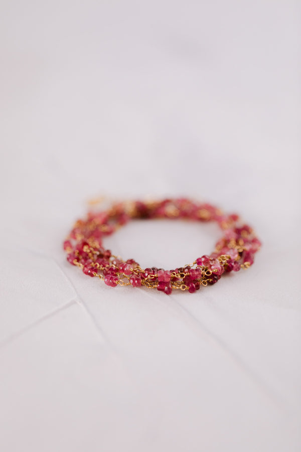 Dark Pink Chamaleon | Turmalin Wickelarmband und Halskette
