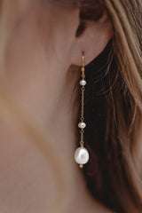 Celestial | Lange Brautschmuck Perlenohrringe