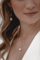 Celestial | Lange Brautschmuck Perlenohrringe