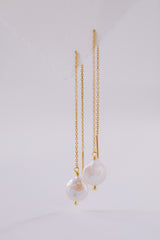 Forever Us | Moderne Durchzieher Hochzeit Ohrringe mit Perlen