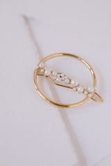 Companion | Moderner Runder Haarclip mit Süßwasserperlen