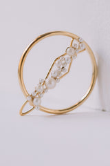 Companion | Moderner Runder Haarclip mit Süßwasserperlen