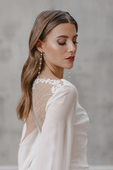 Samantha | Long Modern Pearls Stud Earrings Wedding
