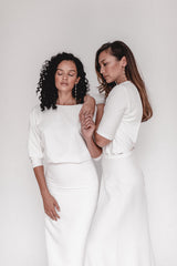 Samantha | Long Modern Pearls Stud Earrings Wedding