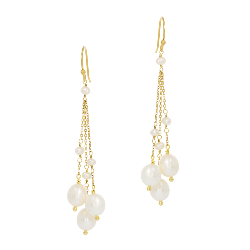 Celestial | Long Bridal Jewelry Pearl Earrings