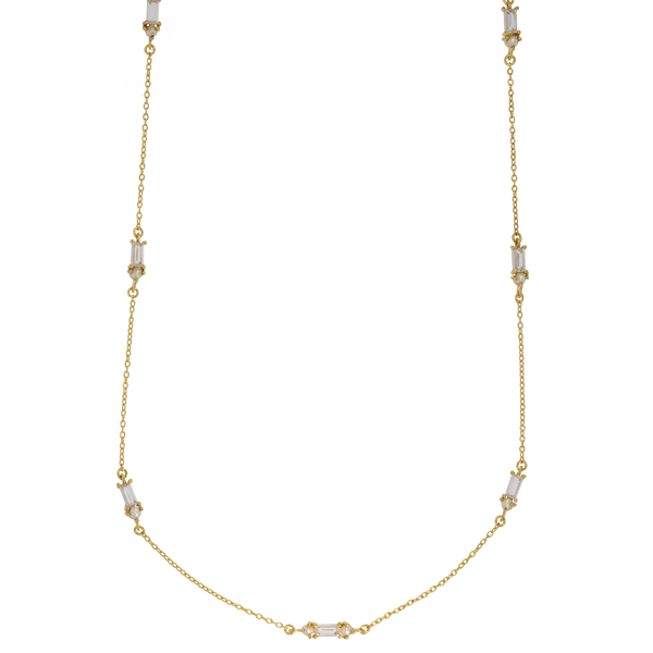 Muse | Delicate Necklace with Freshwater Pearls and Baguette Cut Crystals