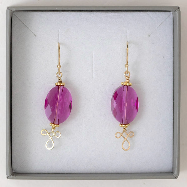 SAMPLE SALE | Ohrringe mit Fuchsia Kristalle | Gold