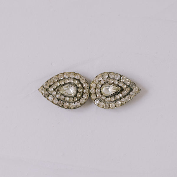 Vintage Doppel-Brosche 1940er | Kristall-Strass Schnalle