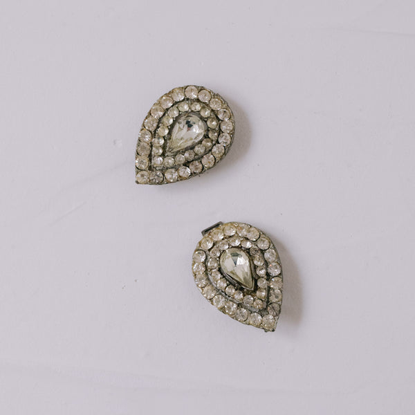 Vintage Doppel-Brosche 1940er | Kristall-Strass Schnalle