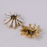 Vintage Schmuck-Set | Weiße Strass-Brosche & Ohrringe vergoldet