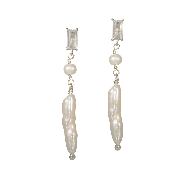 Avantgarde | Ohrringe mit Perlen und rechteckigen Kristallen