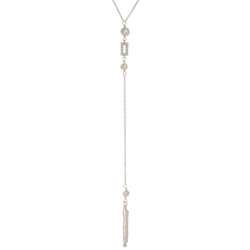 High Art | Zarte Rückenkette mit Perlen und Kristallelement