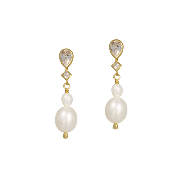 Helena | Kleine Ohrringe mit Perlen und Kristallstecker