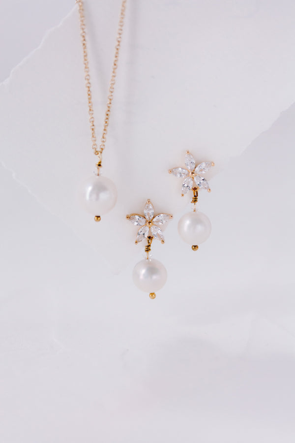 Blooming Beauty | Brautschmuck Set mit Perlen und Kristallen