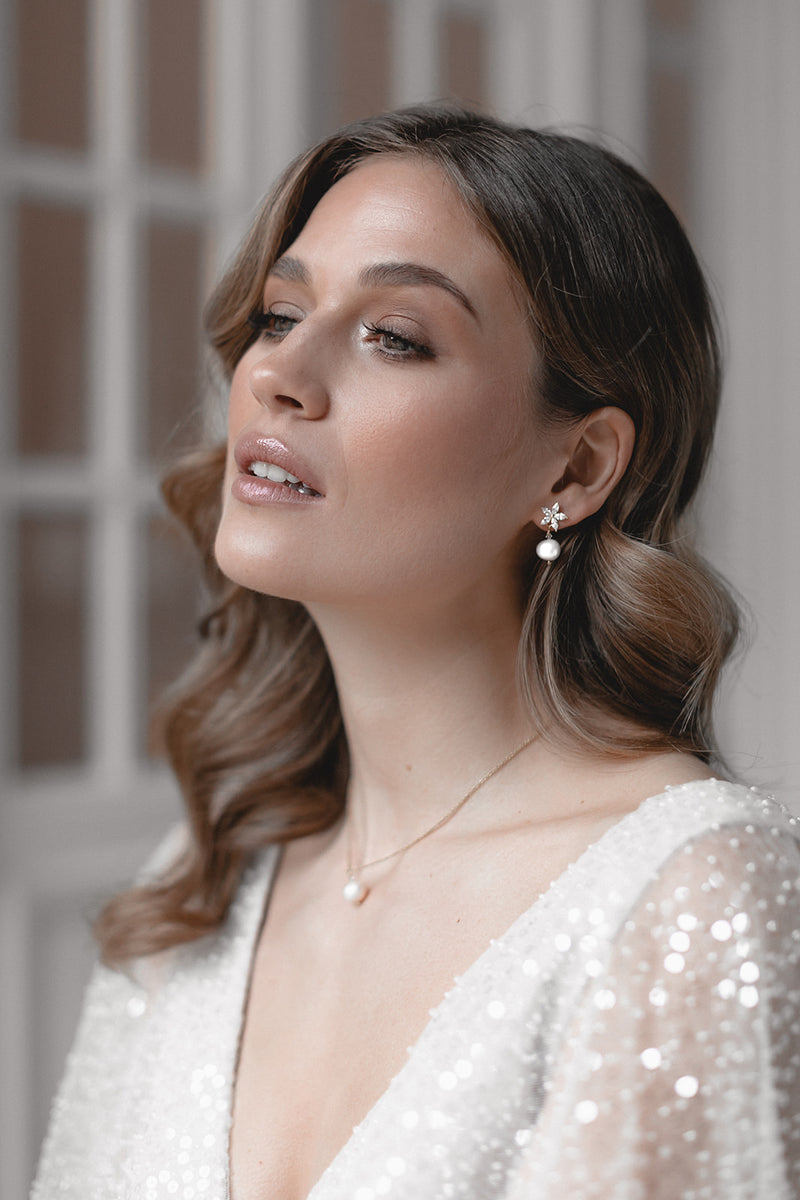 BLOOMING BEAUTY | Braut-Halskette mit Perle und Kristall