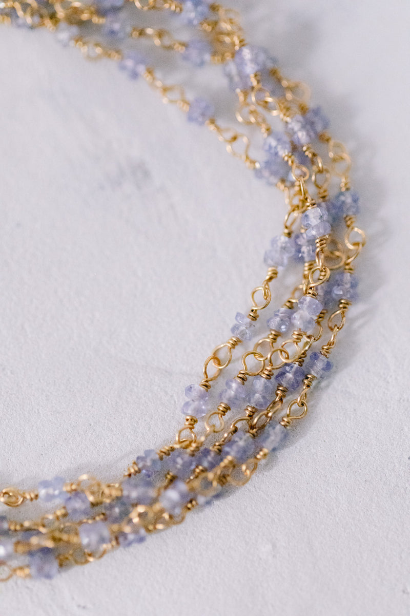 Light Blue Chameleon | Tansanit Wickelarmband und Halskette