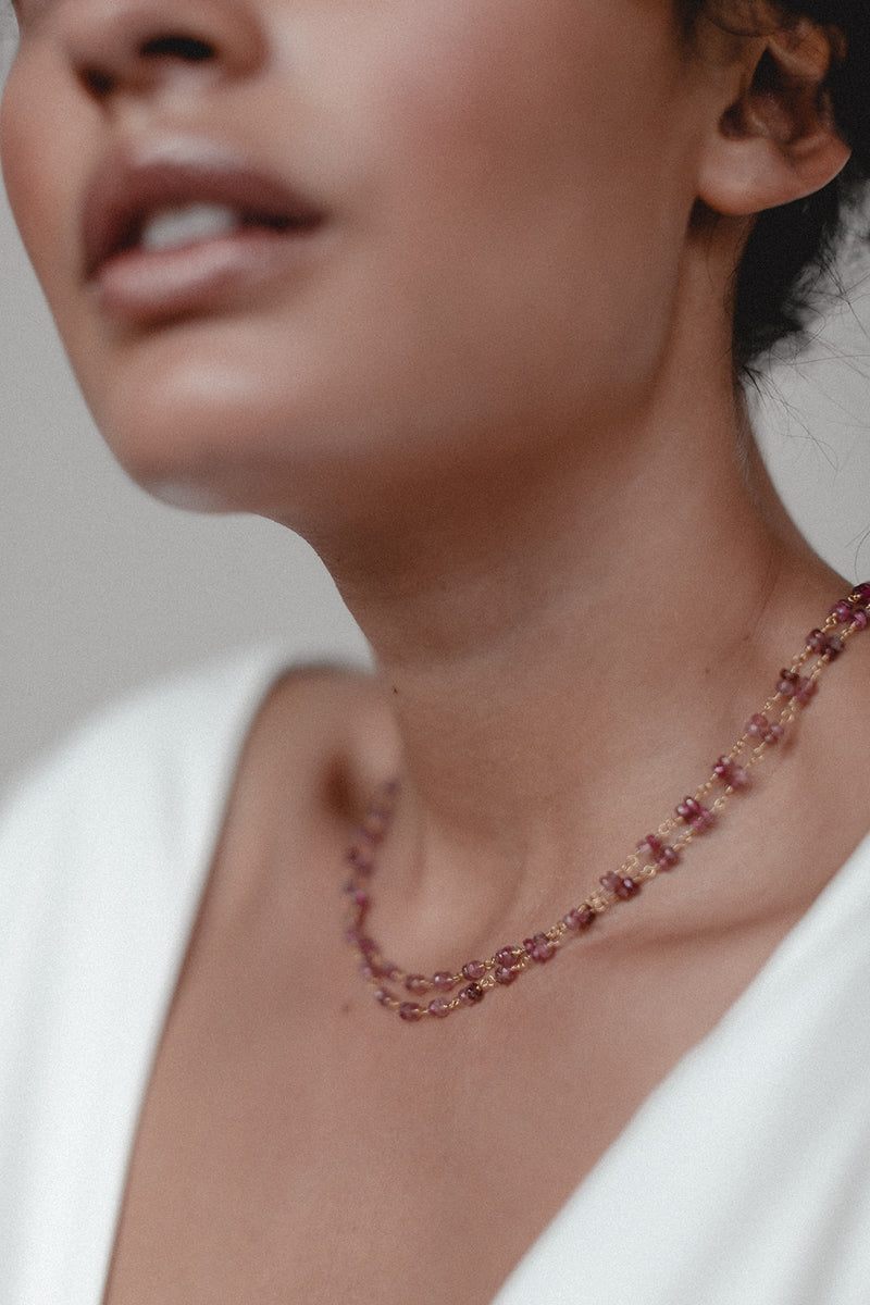 Rose Chameleon | Rosenquarz Wickelarmband und Halskette