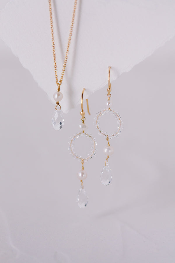 My Dream & Cupid | Brautschmuck Set mit Perlen und Kristalltropfen